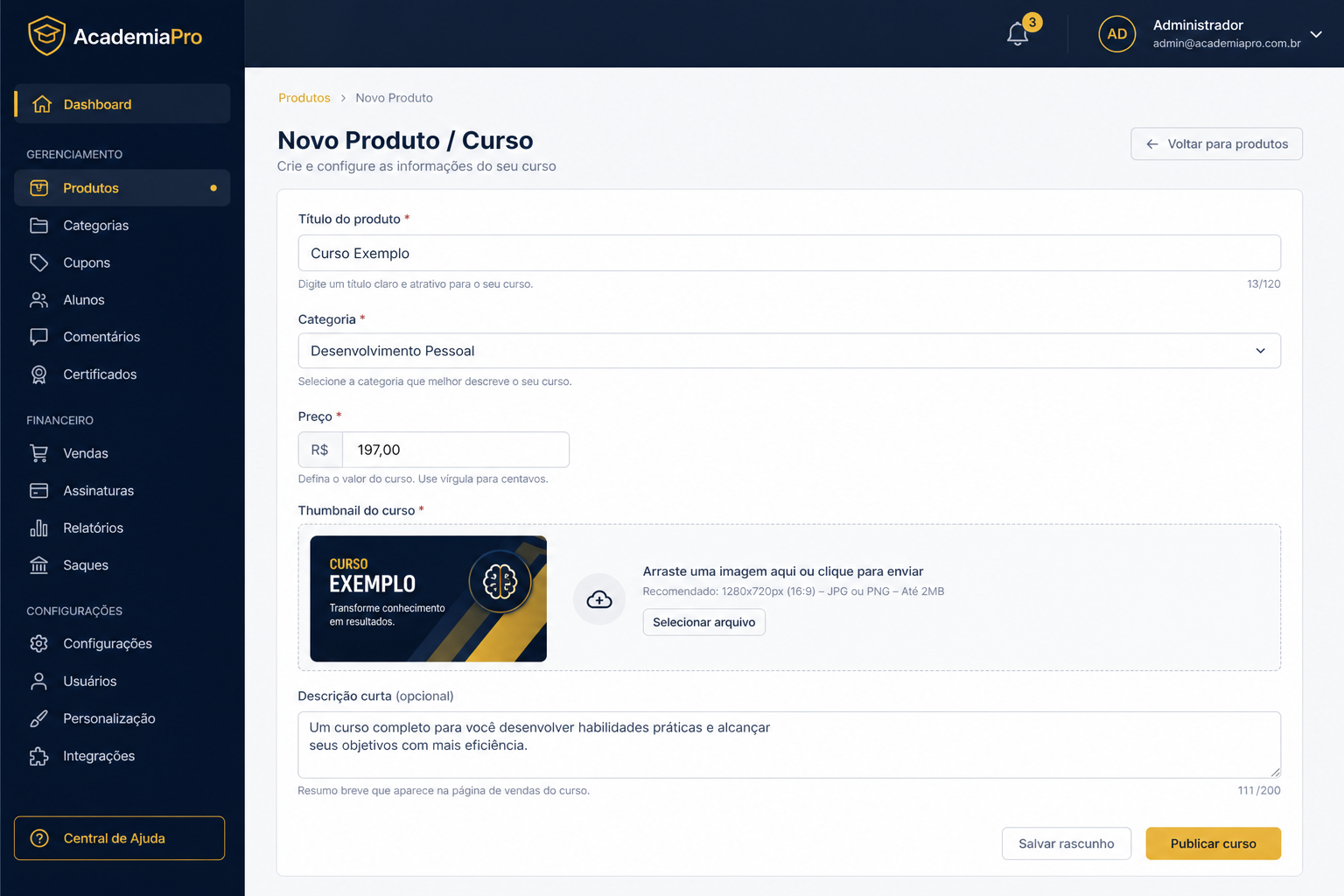 Configuração de produto